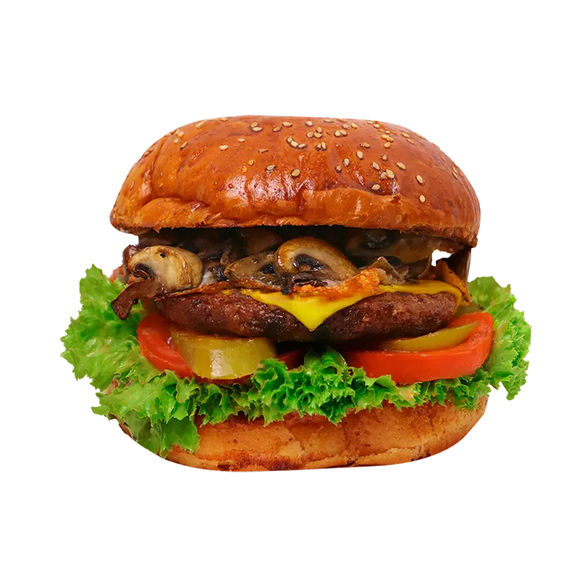 ماشروم برگر - برگر با قارچ کره‌ای و طعم خامه‌ای